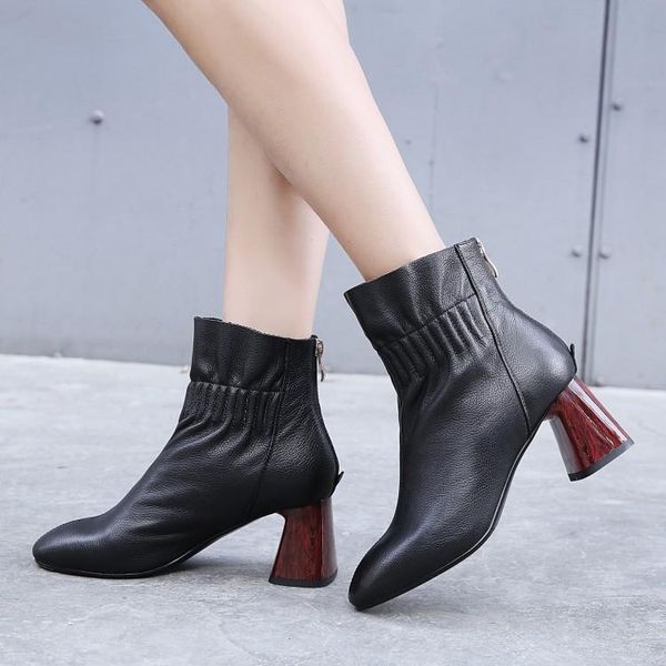boots women winter fashion ankle thick high heel soft nude real leather heels booties botas de mujer, Black
boots women winter fashion ankle thick high heel soft nude real leather heels booties botas de mujer, Black