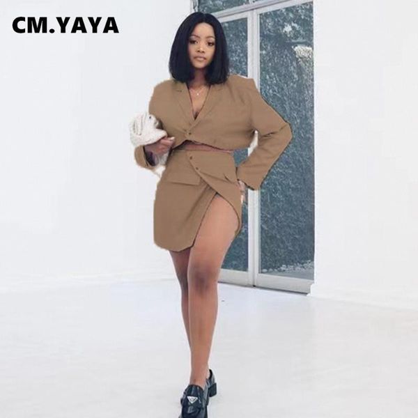 two piece dress cm.yaya women skirts suit solid crop blazers + mini splited 2 sets office lady fashion outfits autumn 2021, White
two piece dress cm.yaya women skirts suit solid crop blazers + mini splited 2 sets office lady fashion outfits autumn 2021, White