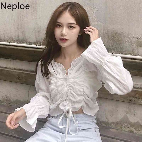neploe women ruffle white shirts long sleeve crop blouse solid v-neck elegant pleated shirt blusas korean sweet 1a518 210323
neploe women ruffle white shirts long sleeve crop blouse solid v-neck elegant pleated shirt blusas korean sweet 1a518 210323