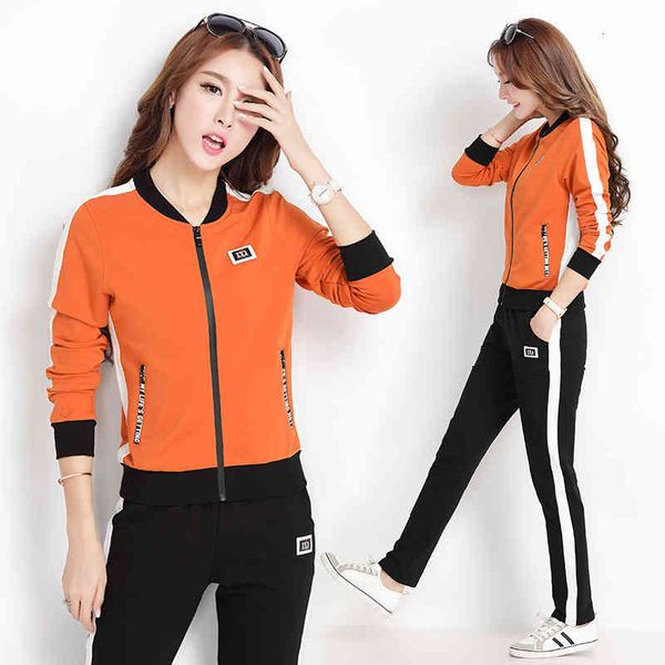 women's two piece pants coat ensemble with zipper, two pieces round collar, casual sweatshirt and striped pants, spring autumn clothes, White
women's two piece pants coat ensemble with zipper, two pieces round collar, casual sweatshirt and striped pants, spring autumn clothes, White