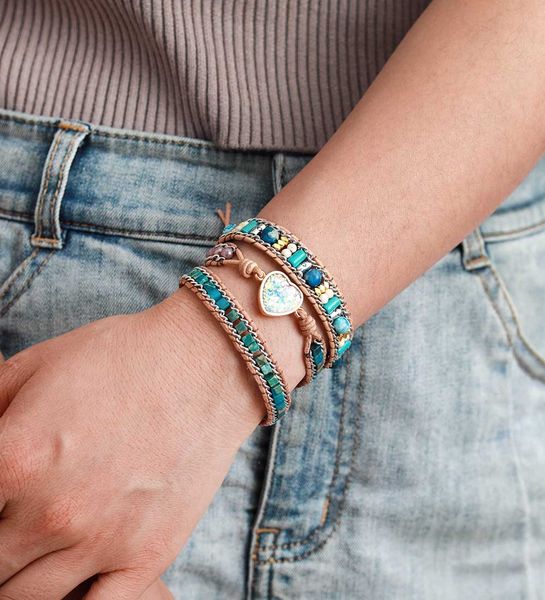 luxury leather wrap bracelets bling blue heart opal jaspers 3 strands statement bracelet handmade bohemian jewellery bijoux a, Golden;silver
luxury leather wrap bracelets bling blue heart opal jaspers 3 strands statement bracelet handmade bohemian jewellery bijoux a, Golden;silver