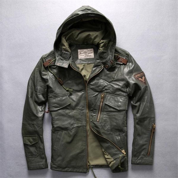men's leather & faux male long hooded jacket brand flight soft cowskin vintage european american coat large size warm, Black
men's leather & faux male long hooded jacket brand flight soft cowskin vintage european american coat large size warm, Black