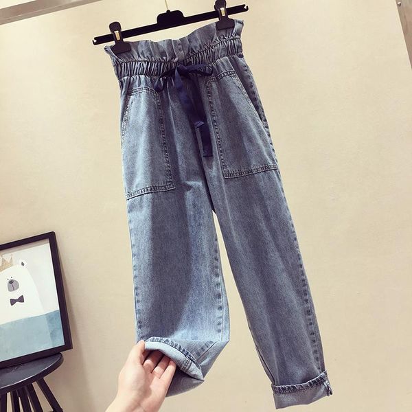 women's jeans woman denim plus size pocket elastic high-waisted harem loose thin student pants 2021 autumn korean, Blue
women's jeans woman denim plus size pocket elastic high-waisted harem loose thin student pants 2021 autumn korean, Blue