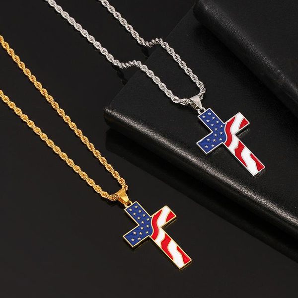 novelty america flag pendant enamel cross necklace gold silver color chain christian jesus fashion jewelry for men chokers, Golden;silver
novelty america flag pendant enamel cross necklace gold silver color chain christian jesus fashion jewelry for men chokers, Golden;silver
