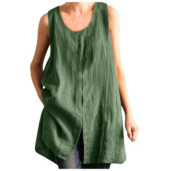 women's blouses & shirts plus size tunic for ladies et chemises solid color cotton linen sleeveless round neck front split blouse, White
women's blouses & shirts plus size tunic for ladies et chemises solid color cotton linen sleeveless round neck front split blouse, White