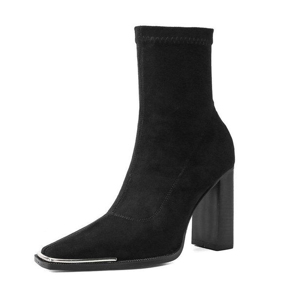 boots 2021 fashion slip on stretch women suede metal square toe ankle ladies thick high heel autumn winter shoes woman, Black
boots 2021 fashion slip on stretch women suede metal square toe ankle ladies thick high heel autumn winter shoes woman, Black