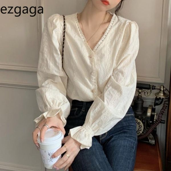 women's blouses & shirts ezgaga blouse women v-neck long sleeve vintage all-match 2021 spring tender loose elegant female sweet blusas, White
women's blouses & shirts ezgaga blouse women v-neck long sleeve vintage all-match 2021 spring tender loose elegant female sweet blusas, White