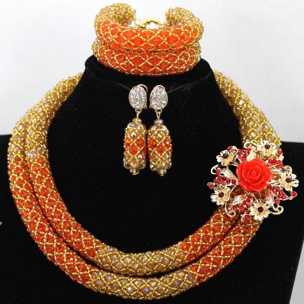 earrings & necklace latest orange nigerian wedding african bead jewelry set women crystal party accessories qw623, Silver
earrings & necklace latest orange nigerian wedding african bead jewelry set women crystal party accessories qw623, Silver