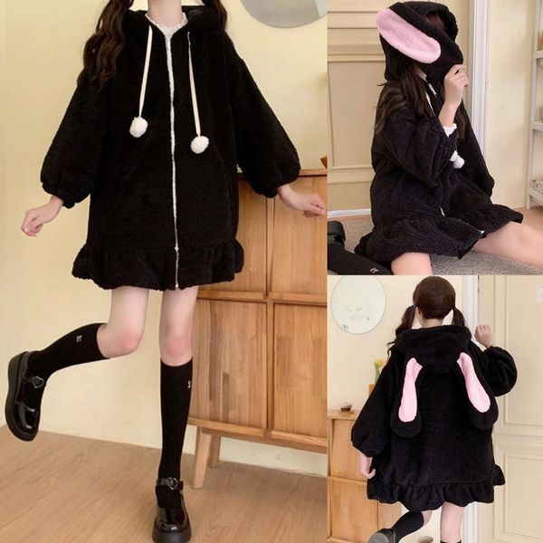 women's jackets women winter long sleeve fuzzy hooded jacket harajuku kawaii ears zip up cardigan coat plush warm ruffles outwear, Black;brown
women's jackets women winter long sleeve fuzzy hooded jacket harajuku kawaii ears zip up cardigan coat plush warm ruffles outwear, Black;brown