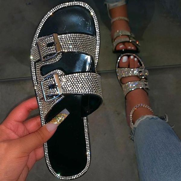 slippers women summer sandals flats shoes woman party plus size shiny crystal slides sandalias mujer sapato feminino d1569, Black
slippers women summer sandals flats shoes woman party plus size shiny crystal slides sandalias mujer sapato feminino d1569, Black