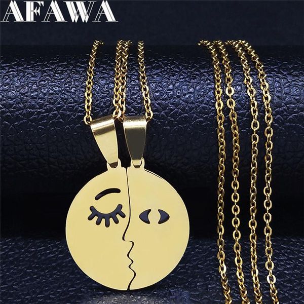 face kiss stainless steel couple necklaces women/men gold color pendant necklace jewelry collier femme n3530, Silver
face kiss stainless steel couple necklaces women/men gold color pendant necklace jewelry collier femme n3530, Silver