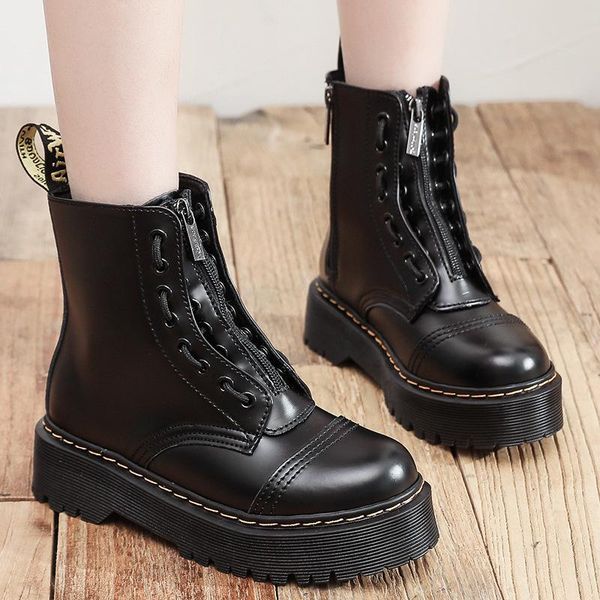 boots 2021 winter women platform chunky ankle booties female leather zipper round toe ladies shoes combat boot botas mujer, Black
boots 2021 winter women platform chunky ankle booties female leather zipper round toe ladies shoes combat boot botas mujer, Black