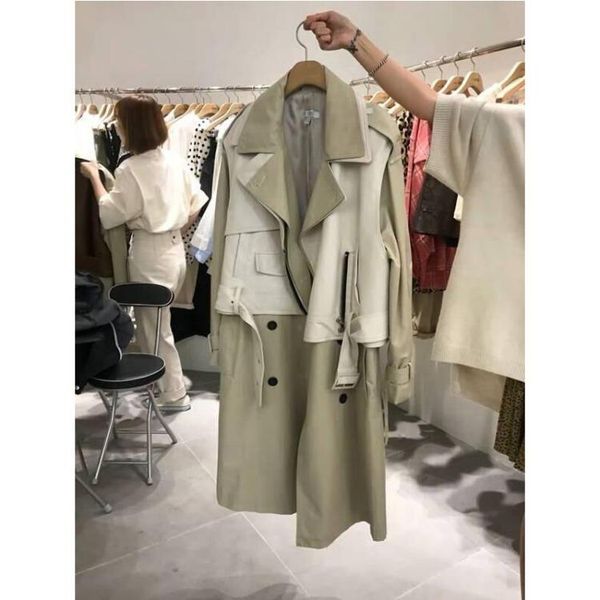 women's trench coats autumn and winter loose slim pu leather coat women double-breasted mid-length two pieces splicing, Tan;black
women's trench coats autumn and winter loose slim pu leather coat women double-breasted mid-length two pieces splicing, Tan;black