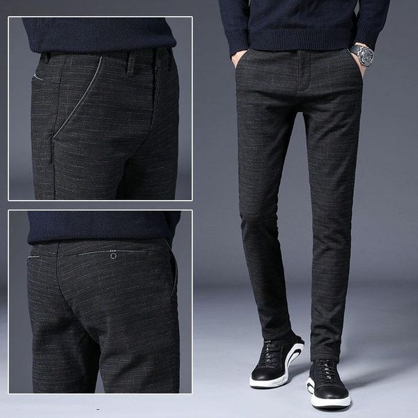 in the fall and winter of men's trousers slacks grid small straight men spring trendy pants jeans, Blue
in the fall and winter of men's trousers slacks grid small straight men spring trendy pants jeans, Blue