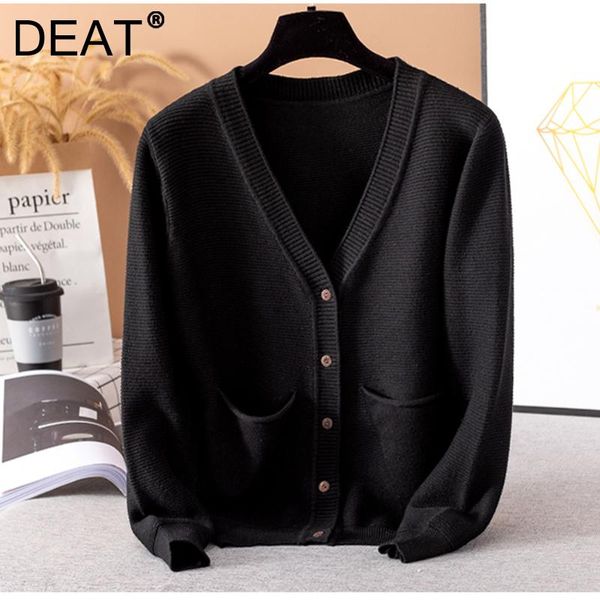 women's knits & tees deat women solid black knitting sweater pockets v-neck long sleeve cardigan casual style fashion autumn wintetr 20, White
women's knits & tees deat women solid black knitting sweater pockets v-neck long sleeve cardigan casual style fashion autumn wintetr 20, White