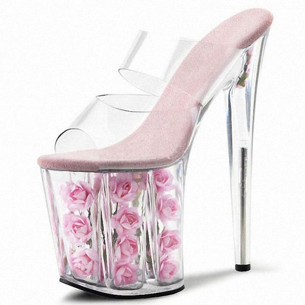 devil's2021 flower transparent crystal sandal 20cm super high shoes with thin heel and thick soles slippers, Black
devil's2021 flower transparent crystal sandal 20cm super high shoes with thin heel and thick soles slippers, Black