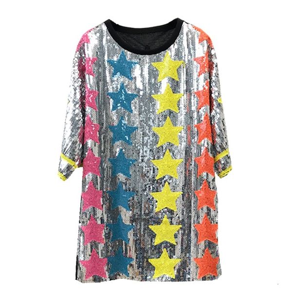 tee chic spring summer hiphop colorful stars sequined long t-shirt women europeandress girls bling street wear, White
tee chic spring summer hiphop colorful stars sequined long t-shirt women europeandress girls bling street wear, White