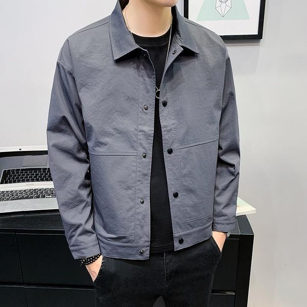 men's jackets 2021 spring fashion single breasted casual coats male solid color thin ladies short slim outerwear o73, Black;brown
men's jackets 2021 spring fashion single breasted casual coats male solid color thin ladies short slim outerwear o73, Black;brown