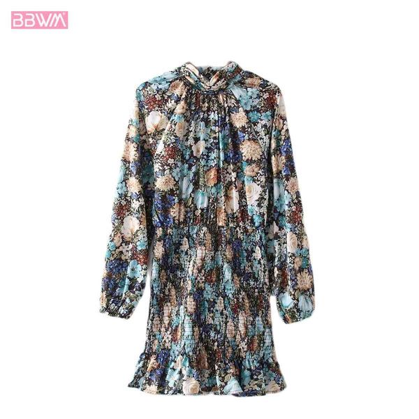 retro print stand collar long sleeve women dress fashion elastic waist wrap hip chic female dresses vestidos mujer 210507, Black;gray
retro print stand collar long sleeve women dress fashion elastic waist wrap hip chic female dresses vestidos mujer 210507, Black;gray