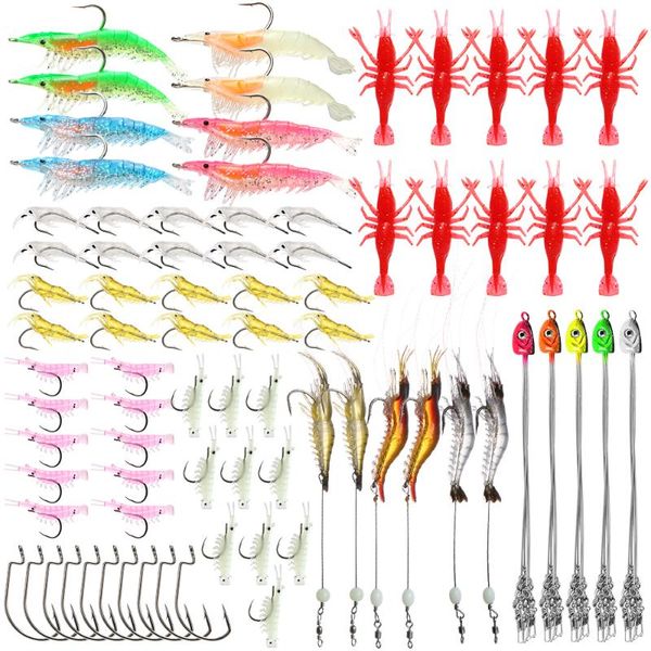 fishing hooks 79pcs tackle set artificial soft shrimp lures baits umbrella rigs with box
fishing hooks 79pcs tackle set artificial soft shrimp lures baits umbrella rigs with box