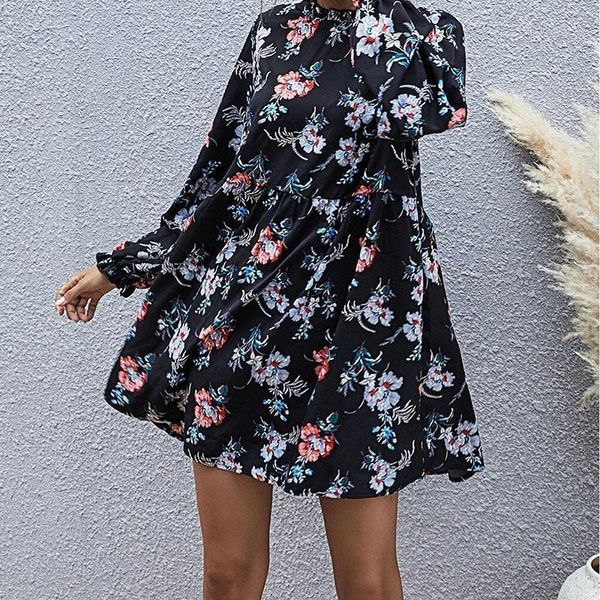 casual dresses summer women's dress fashion floral full sleeve high waist loose printed 2021, Black;gray
casual dresses summer women's dress fashion floral full sleeve high waist loose printed 2021, Black;gray