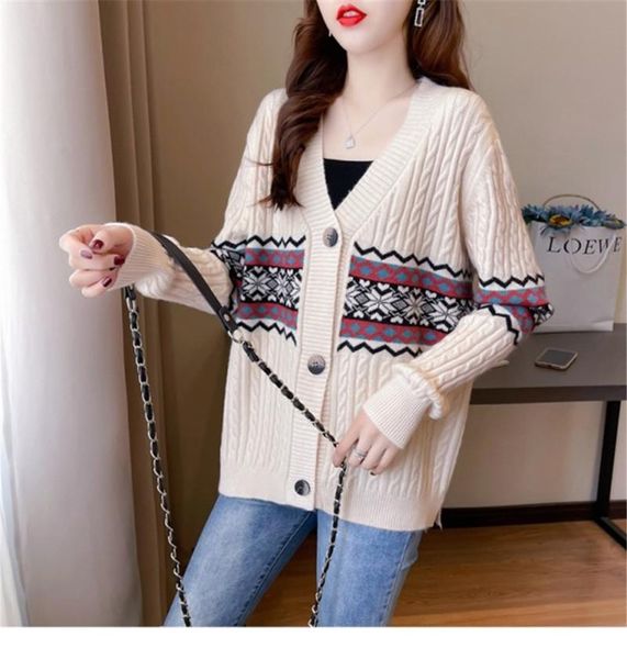 women's knits & tees autumn winter fashion women long sleeve retro loose knitting cardigan sweater knitted female pull femme, White
women's knits & tees autumn winter fashion women long sleeve retro loose knitting cardigan sweater knitted female pull femme, White