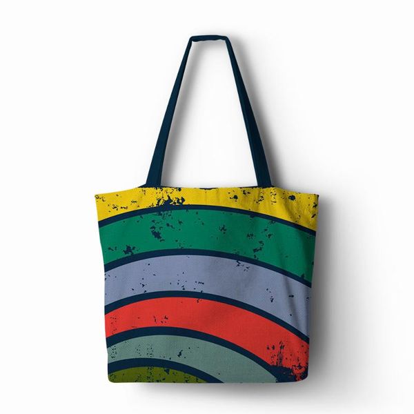 storage bags colorful rainbow printed handbag linen polyester shopping tote home with casual traveling beach
storage bags colorful rainbow printed handbag linen polyester shopping tote home with casual traveling beach