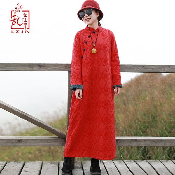 casual dresses lzjn 2021 women fleece warm chinese dress vintage winter robes stand collar long sleeve red jacquard loose, Black;gray
casual dresses lzjn 2021 women fleece warm chinese dress vintage winter robes stand collar long sleeve red jacquard loose, Black;gray