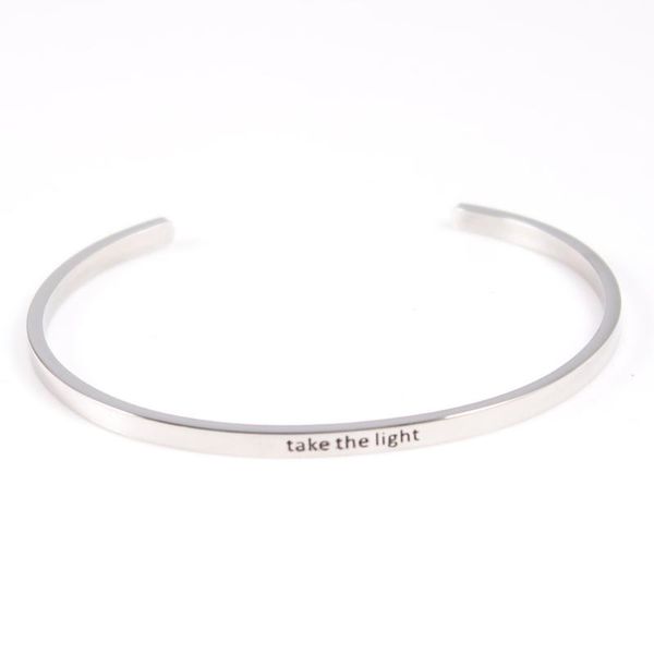 bangle take the light stainless steel engraved message positive inspirational cuff mantra bracelet for women gifts, Black
bangle take the light stainless steel engraved message positive inspirational cuff mantra bracelet for women gifts, Black