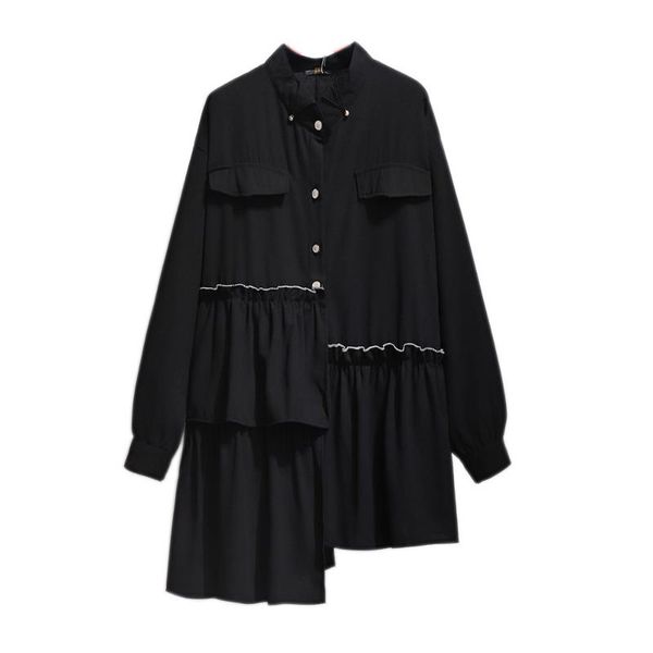 women's blouses & shirts women black irregular button 2021 summer long sleeve shirt female loose clothing plus size xxl/6xl, White
women's blouses & shirts women black irregular button 2021 summer long sleeve shirt female loose clothing plus size xxl/6xl, White
