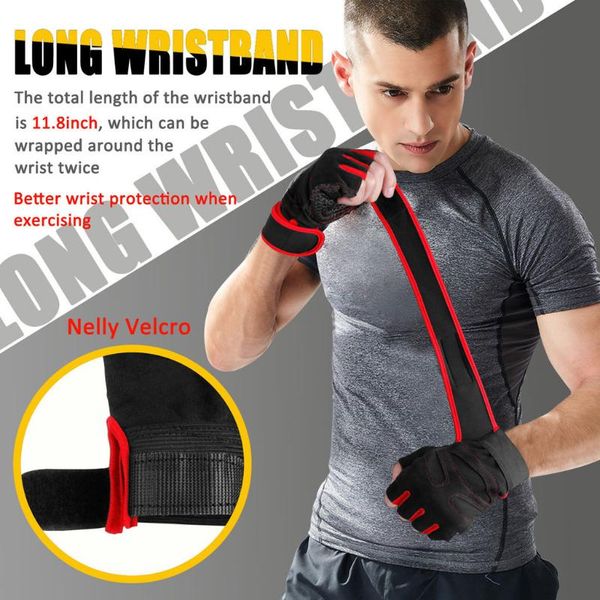 wrist support non-slip men women gym gloves with wrap for weight lifting/workout/fitness/cycling breathable durable protection, Black;red
wrist support non-slip men women gym gloves with wrap for weight lifting/workout/fitness/cycling breathable durable protection, Black;red