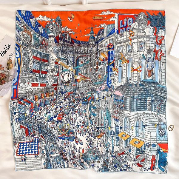 scarves 90cm city print twill silk scarf women square shawl hijab bandana leopard handmade curled head, Blue;gray
scarves 90cm city print twill silk scarf women square shawl hijab bandana leopard handmade curled head, Blue;gray