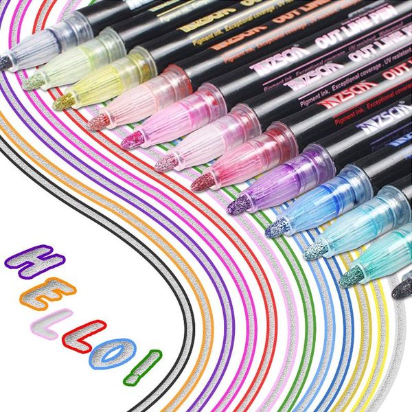 double line outline pens,8/12/24/36 colours metallic markers glitter writing drawing doodle dazzle pens for diy card highlighters, Black;red
double line outline pens,8/12/24/36 colours metallic markers glitter writing drawing doodle dazzle pens for diy card highlighters, Black;red
