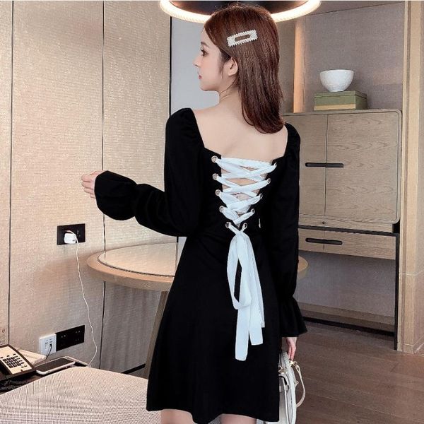 casual dresses short square collar women dress backless elegant clothes 2021 autumn hepburn style long sleeve black 620c, Black;gray
casual dresses short square collar women dress backless elegant clothes 2021 autumn hepburn style long sleeve black 620c, Black;gray