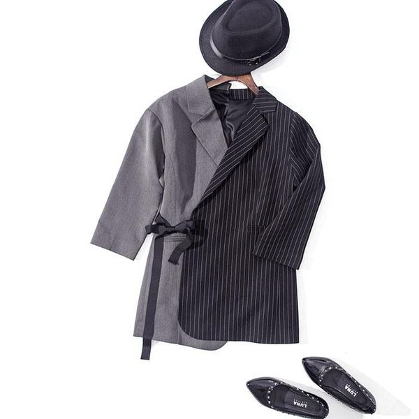 women cotton small suit 2021 spring quality korean fashion personality female stitching contrast color striped coat blazers women's sui, White;black
women cotton small suit 2021 spring quality korean fashion personality female stitching contrast color striped coat blazers women's sui, White;black