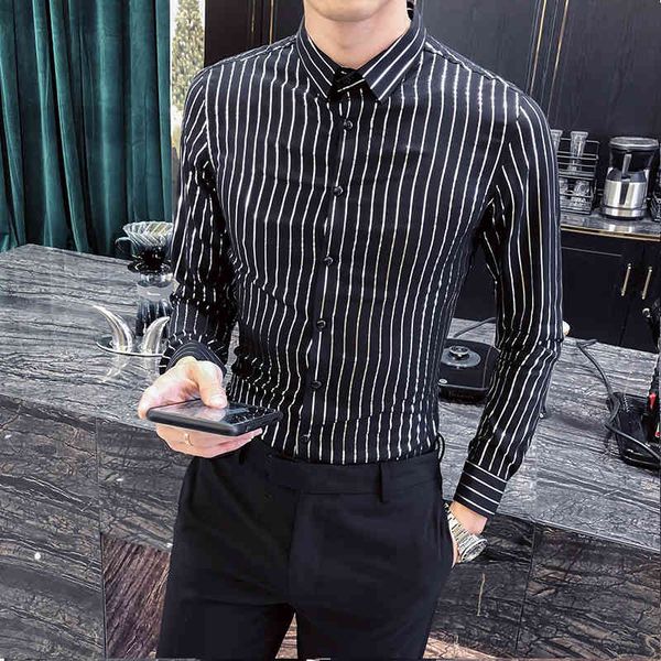 men's casual shirts primavera novos homens listrado camisas de manga longa moda streetwear fino ajuste formal wear escritrio blusas hom, White;black
men's casual shirts primavera novos homens listrado camisas de manga longa moda streetwear fino ajuste formal wear escritrio blusas hom, White;black