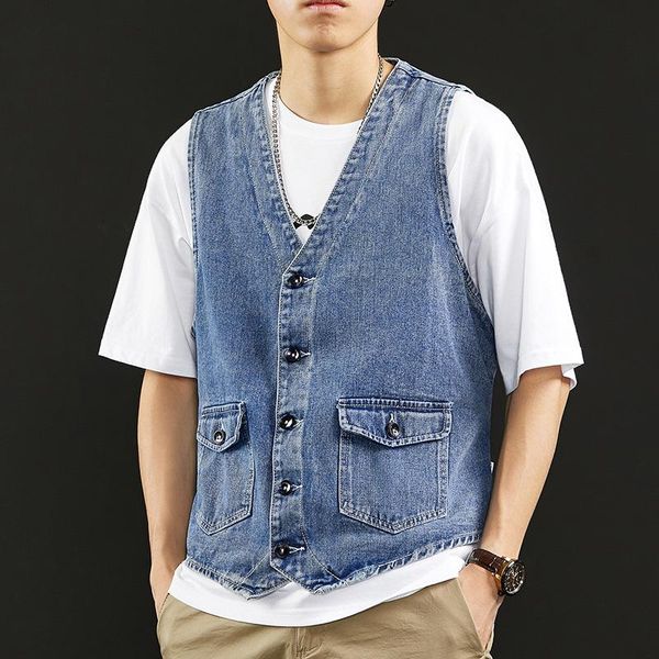 men's vests brand cotton casual slim fit denim vest sleeveless button down lapel jeans ripped vintage jean jacket gilet blue, Black;white
men's vests brand cotton casual slim fit denim vest sleeveless button down lapel jeans ripped vintage jean jacket gilet blue, Black;white