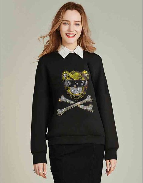 women's knits & tees fall female winter diamond hoodies broca de nightgown long dril fleeing girls sweater, White
women's knits & tees fall female winter diamond hoodies broca de nightgown long dril fleeing girls sweater, White