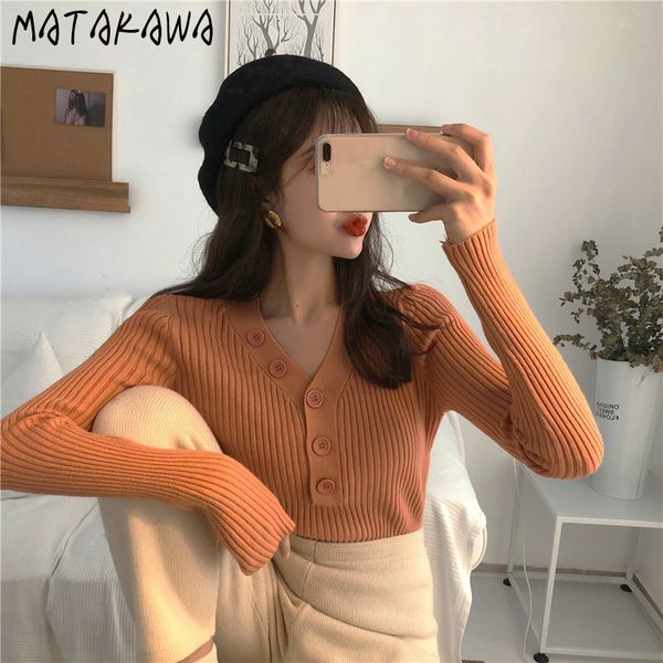 matakawa multicolor v-neck slim sweater women's spring/autumn warm weater inner ladies long sleeve pull chemise 210513, White;black 
matakawa multicolor v-neck slim sweater women's spring/autumn warm weater inner ladies long sleeve pull chemise 210513, White;black