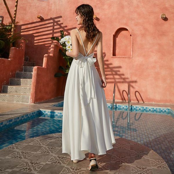 open back dress women's summer bow tie suspender skirt seaside holiday po white long beach two piece
open back dress women's summer bow tie suspender skirt seaside holiday po white long beach two piece