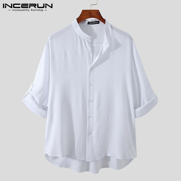 men's casual shirts incerun men 2021 solid color retro style shirt long sleeves stand collar cotton spring autumn blouse 5xl, White;black
men's casual shirts incerun men 2021 solid color retro style shirt long sleeves stand collar cotton spring autumn blouse 5xl, White;black