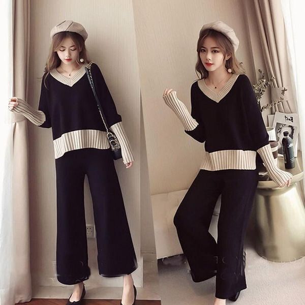 women's two piece pants spring autumn knit tracksuit women knitted sets set v-neck and wide leg 2 casual suit outfits y389, White
women's two piece pants spring autumn knit tracksuit women knitted sets set v-neck and wide leg 2 casual suit outfits y389, White