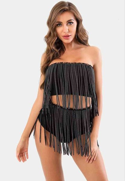 capris capris strapless backless tassel black diamonds two pieces bodycon bandage 2021 celebrity designer fashion women's set, Black;white
capris capris strapless backless tassel black diamonds two pieces bodycon bandage 2021 celebrity designer fashion women's set, Black;white
