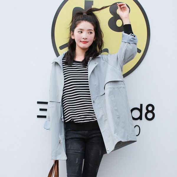 women's trench coats casual slim women coat spring 2021 hoodie hooded solid adjustable waist european windbreaker zipper thin ladies ov, Tan;black
women's trench coats casual slim women coat spring 2021 hoodie hooded solid adjustable waist european windbreaker zipper thin ladies ov, Tan;black
