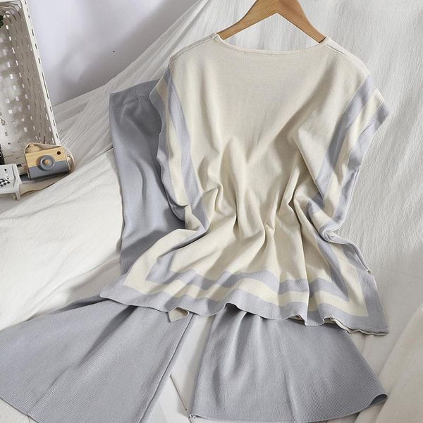 women's two piece pants women casual knitted outfits loose pullovers sweater striped side split high elastic waist wide leg sets, White
women's two piece pants women casual knitted outfits loose pullovers sweater striped side split high elastic waist wide leg sets, White