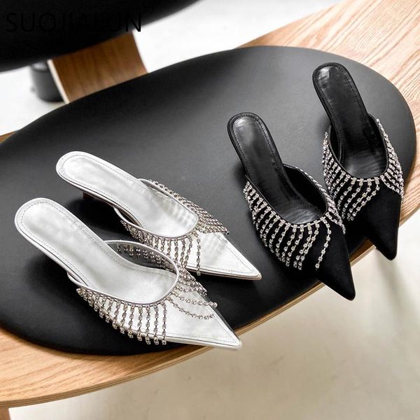 fashion brand women slides shoes slip on pointed toe mules bling crystal outdoor dress sandal slippers, Black
fashion brand women slides shoes slip on pointed toe mules bling crystal outdoor dress sandal slippers, Black