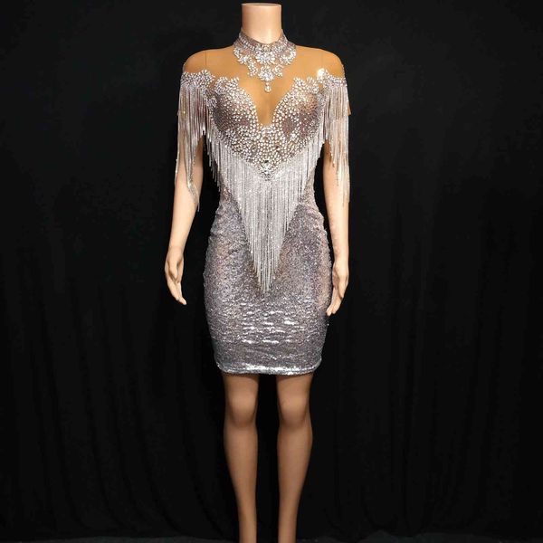 dress bright shining tassel beading bodycon dress dj club party dancer costume, Black;gray
dress bright shining tassel beading bodycon dress dj club party dancer costume, Black;gray
