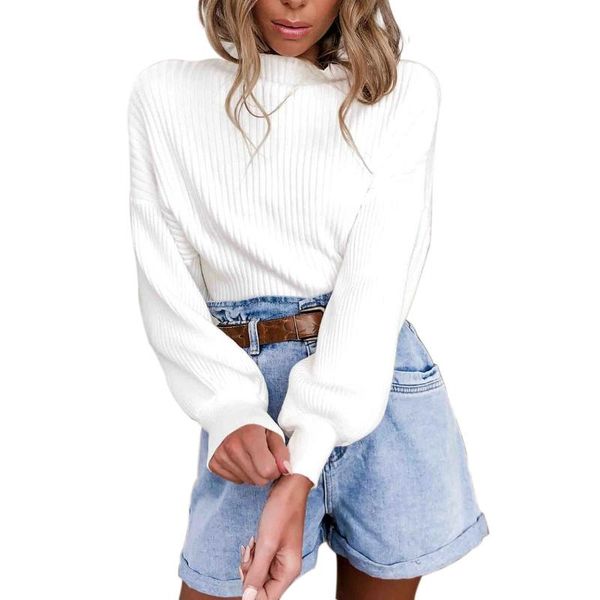 women's sweaters fashion long sleeve stand collar solid sweater simple white top, White;black
women's sweaters fashion long sleeve stand collar solid sweater simple white top, White;black