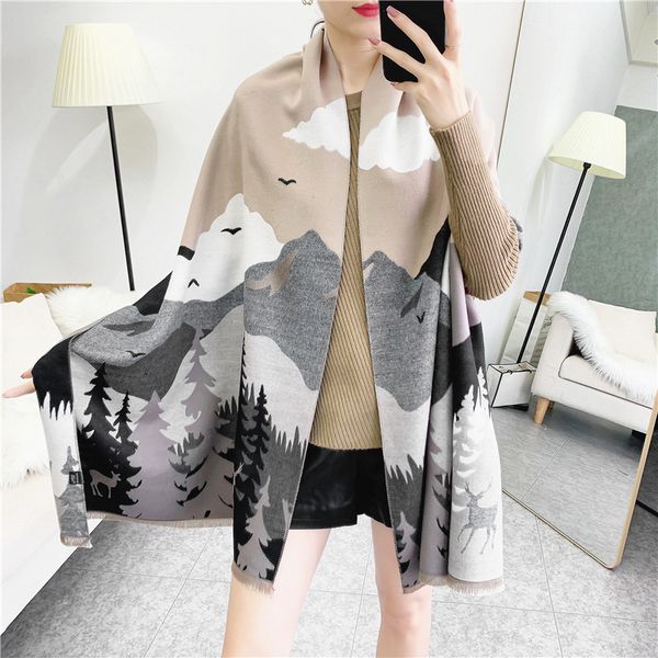 tippet muffler scarf 2021 autumn and winter literary style white birch forest scarf air conditioning shawl thickened cashmere like warm bib, Blue;gray
tippet muffler scarf 2021 autumn and winter literary style white birch forest scarf air conditioning shawl thickened cashmere like warm bib, Blue;gray