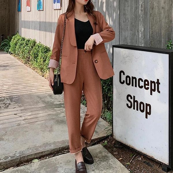 women's two piece pants 2021 autumn office lady peice set suits blazer + pant women suit jacket high waist, White
women's two piece pants 2021 autumn office lady peice set suits blazer + pant women suit jacket high waist, White